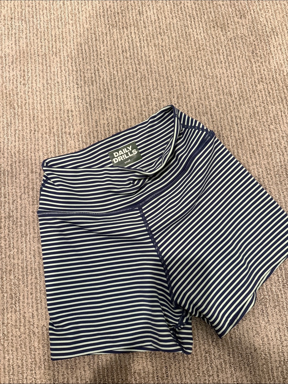BRAND NEW Daily Drills Play! Shortie Shorts - Navy + Mint Stripe - SMALL